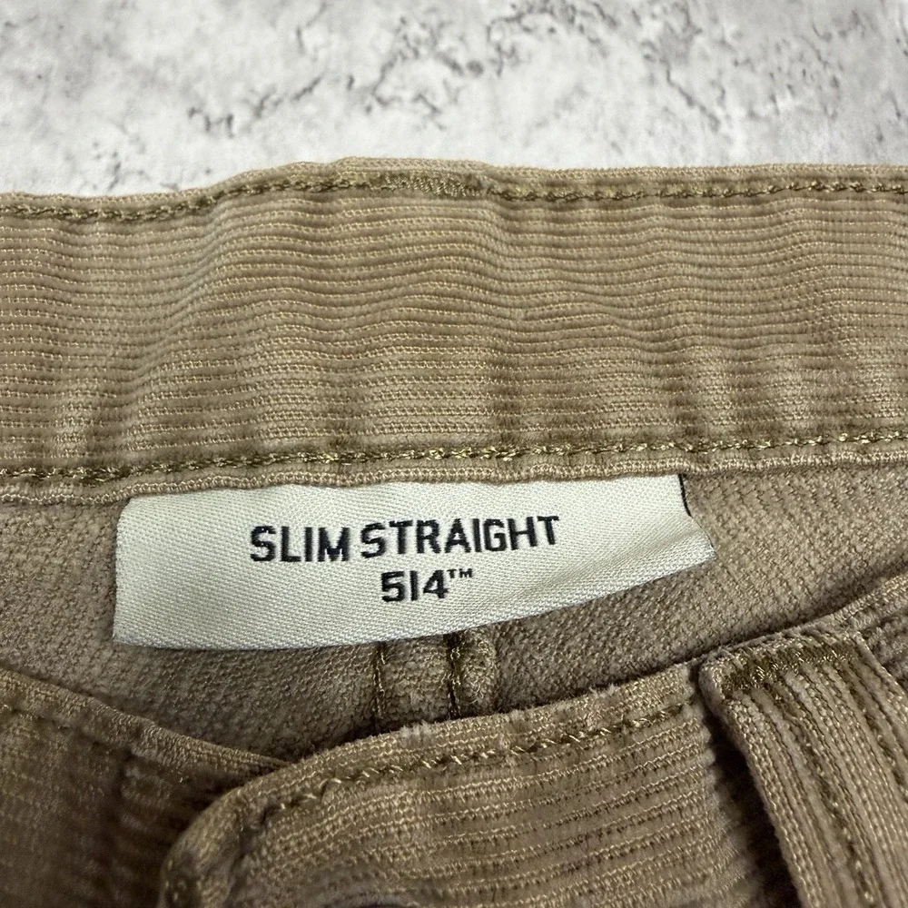 Levis 514 Jeans Mens 31X30 Beige Corduroy Slim Straight Leg Casual Preppy Denim